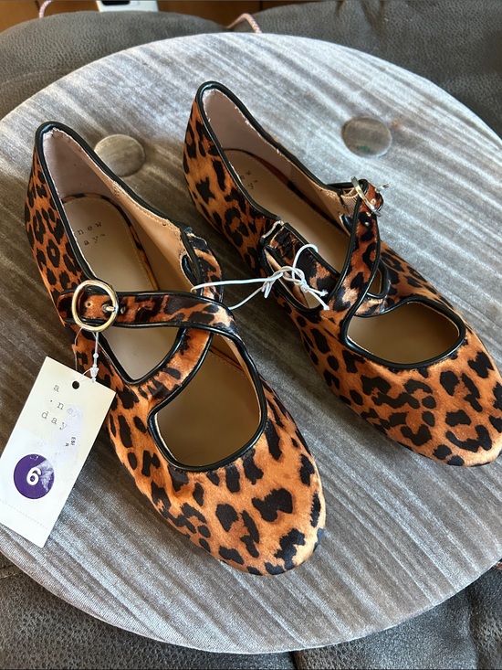 a new day Shoes - a new day Leopard Print Mary Jane Flats in Brown and Black